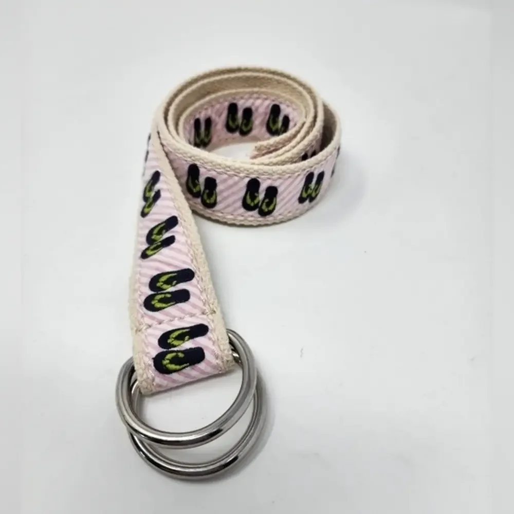 J. Crew Women's Pink Stripe Fabric Flip Flop Belt Size S/M